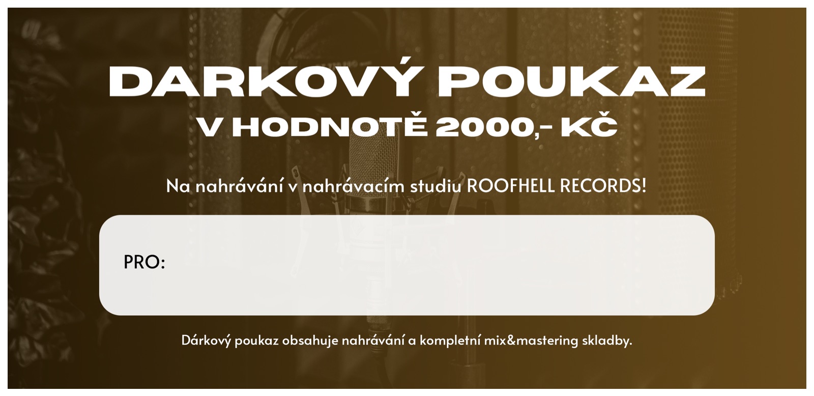 Dárkový poukaz Roofhell Records v hodnotě 2000 Kč